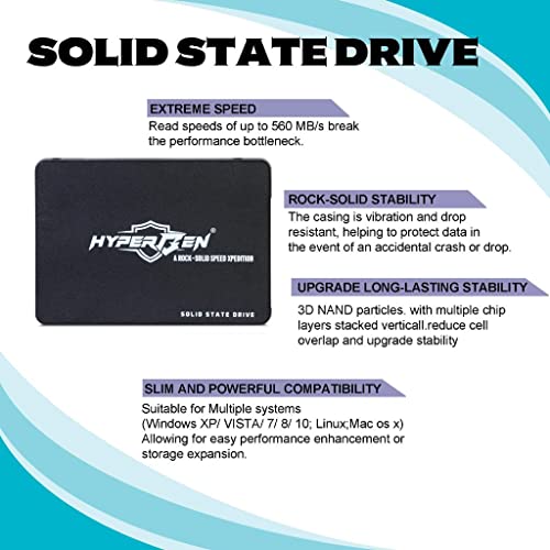 Image of 256GB Internal SSD Solid State Drive - SATA 3.0 6Gb /s 2.5 Inch 3D TLC NAND Flash