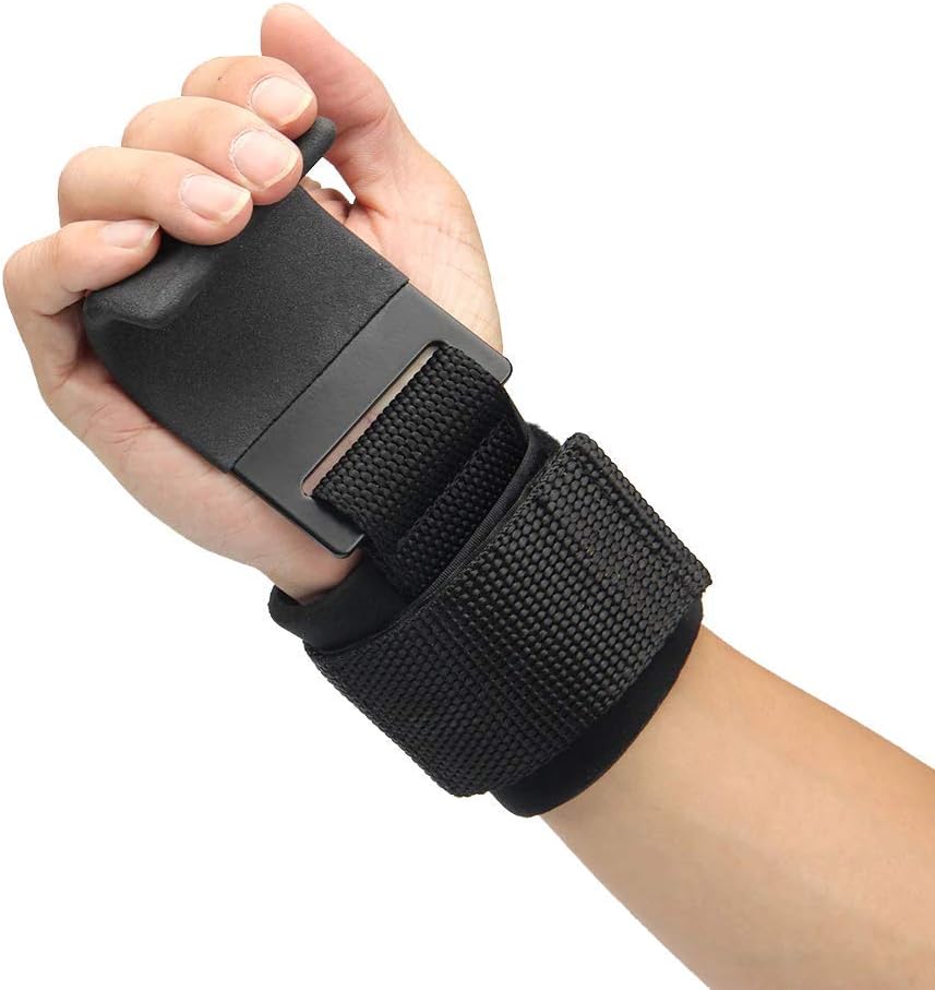YOGPRO Cross-Training Premium Workout Wrist Support Metal Hook Rubber Coated Power Weight Lifting/Dead Lifting with Cover (Black)