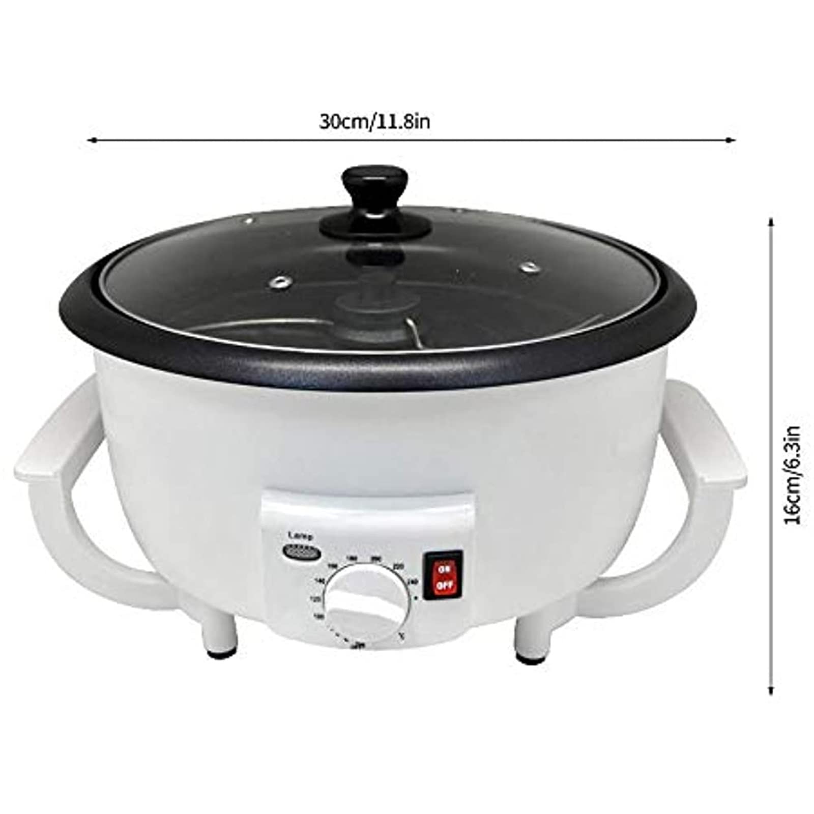 800 G Elektryczna maszyna do pieczenia ziaren kawy Domowa maszyna do pieczenia kawy Mała patelnia ze stali nierdzewnej do pieczenia kawy, surowej fasoli, orzeszków ziemnych, ziaren, przypraw (kolor: termostat)