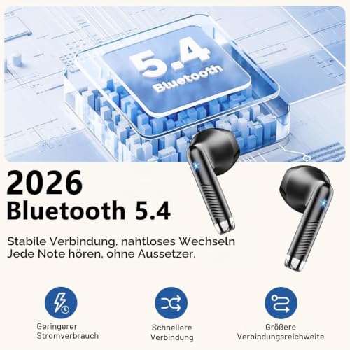 Drsaec Bluetooth 5.4 Kopfhörer mit APP EQ, 6D Tieferbass In Ear Kopfhörer Kabellos Bluetooth 56Std Kabellose Kopfhörer mit 4 ENC Mic… – Ansicht 2