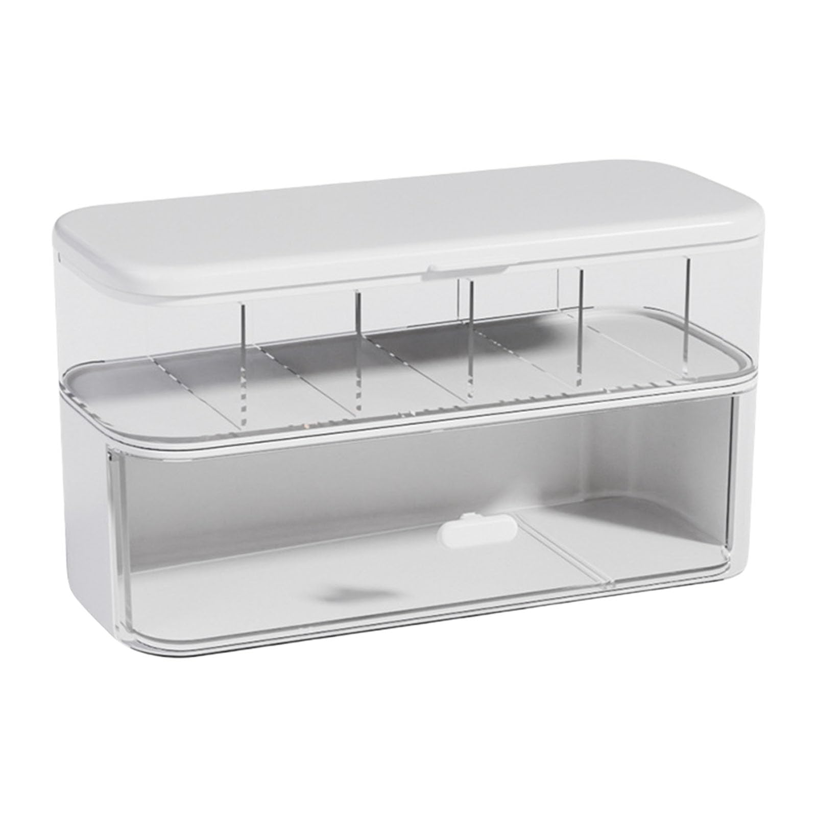 PLCPDM Portable Cable Organiser Box Cosmetic Earphone Storage Container with Lid Double Layer Cord Management Tool Cable Organiser Box