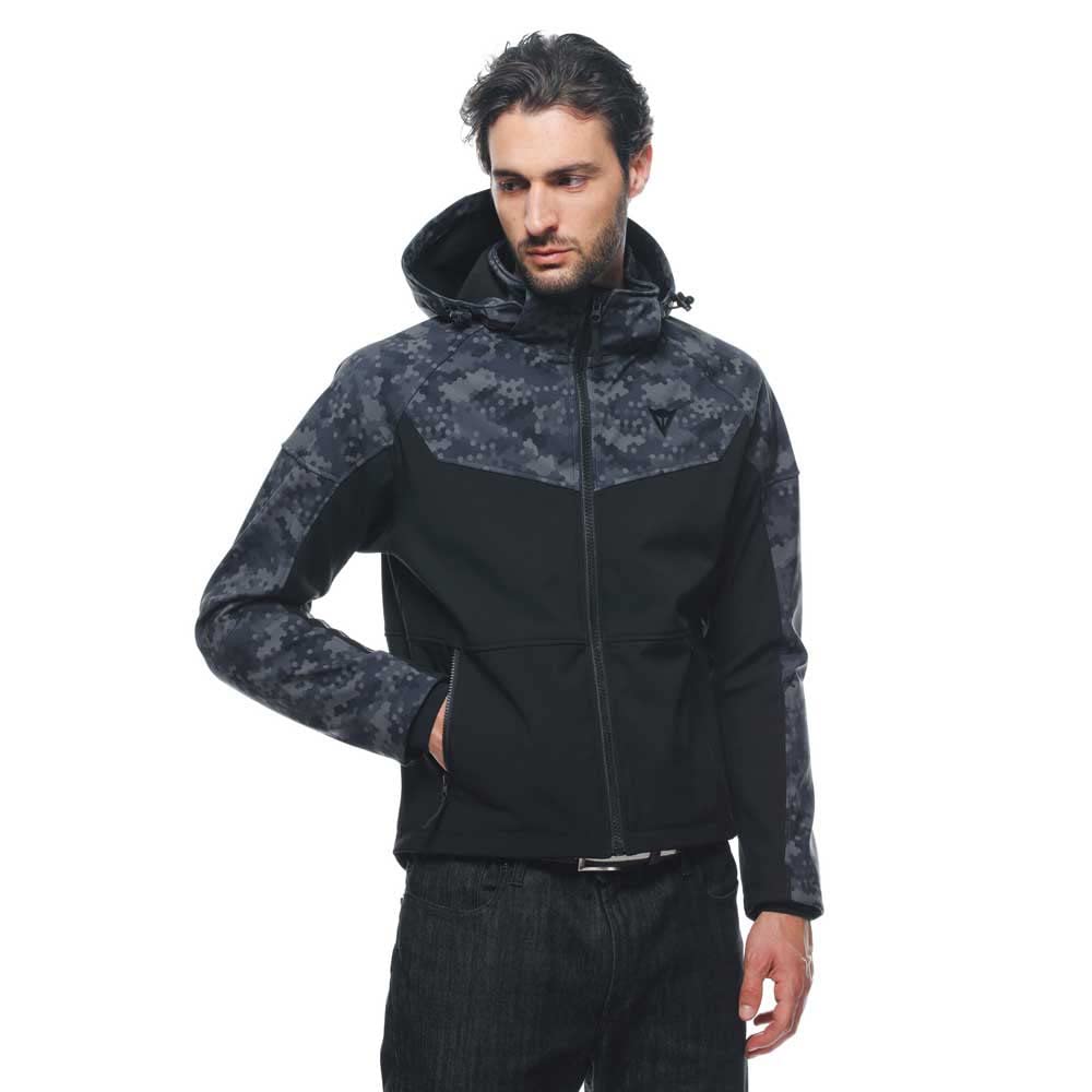 Dainese - Ignite Tex Jacket, Motorbike Jacket for Men, Water Repellent and Breathable Fabric Fleece, Men Motorcycle Jacket Rainproof, Shoulder & Elbow Protectors, Black/Grey Camo