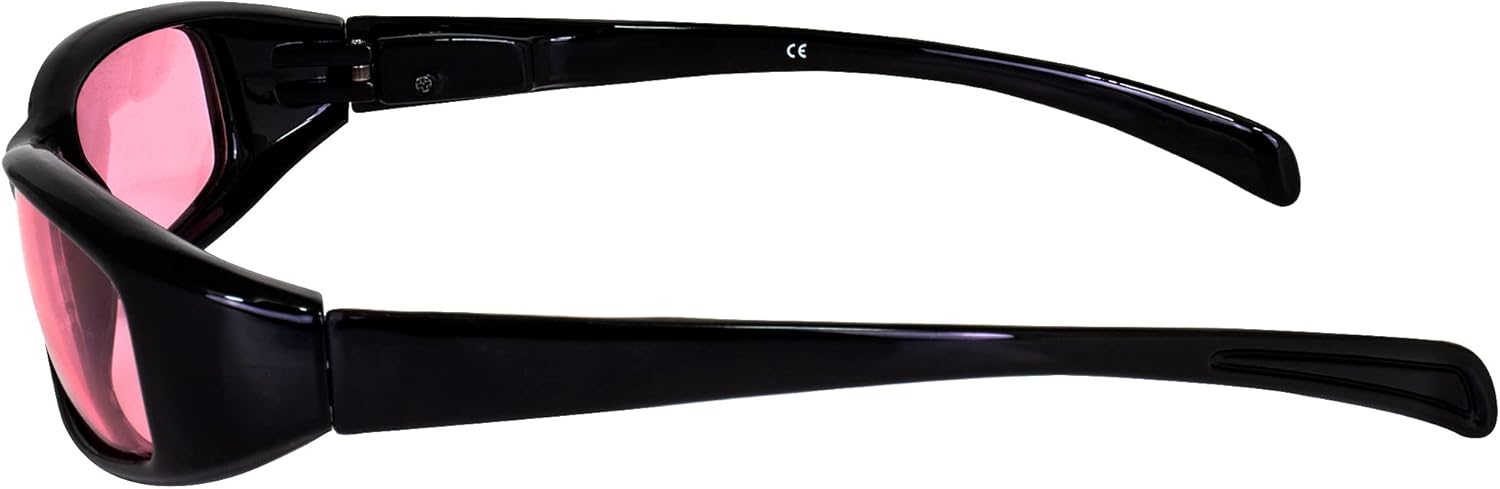 2 Pairs of MF Motowear Bad Attitude Cool Wraparound Motorcycle Sunglasses Black Frames with Smoke & Rose Lenses