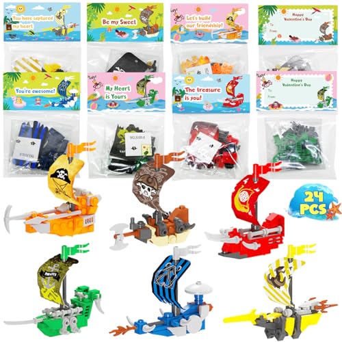 WODMAZ Pirates Valentines Cards with Ship Blocks