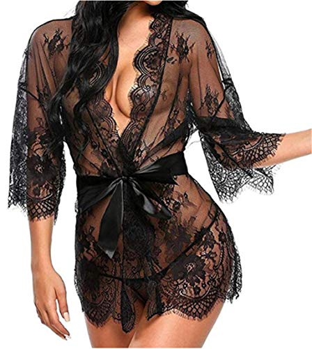 Lencería Erotica de Mujer Mujeres Sexy Ropa de Dormir Moda Interior Camisón Perspectiva de Encaje de lencería Hueca Babydoll Traje Especias Tentación Camisón Pijamas