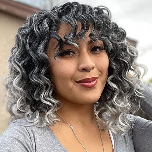Ocean Wave Crochet Hair 9 Inch Grey Ombre Curly Braiding