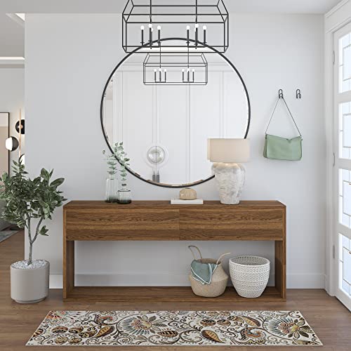 Giselle Contemporary Abstract Ivory Runner Rug, 2' x 10'