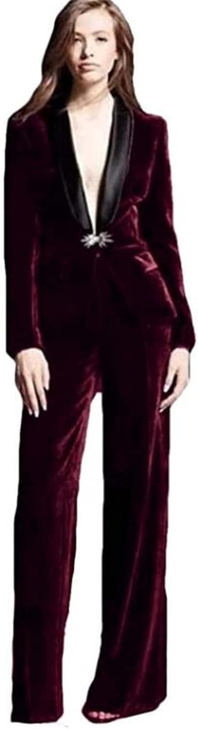 LIBODU Velvet Women Wedding Tuxedos Party Wear Suits Formal Business Suits