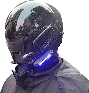 MAKSJIU Personalized black punk mask, Halloween party headwear, role playing LED luminous cool mask