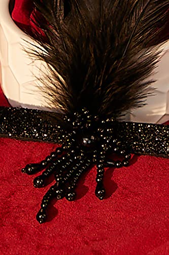 Foto von BABEYOND 1920s Stirnband Damen Gatsby Kostüm Accessoires 20er Jahre Flapper Feder Haarband Schwarz