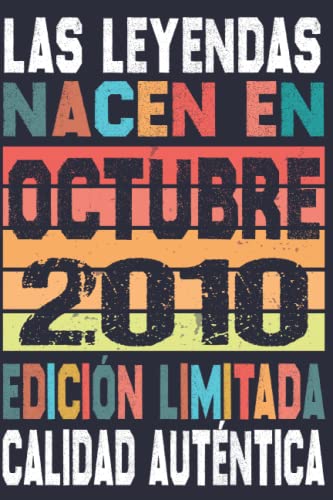 Cumpleaños Vintage Leyendas Nacen en Octubre 2010: Regalo de 12 cumpleaños para mujeres y hombres, regalo de 12 cumpleaños para él/ella, Cuaderno Diario | regalos de Octubre...