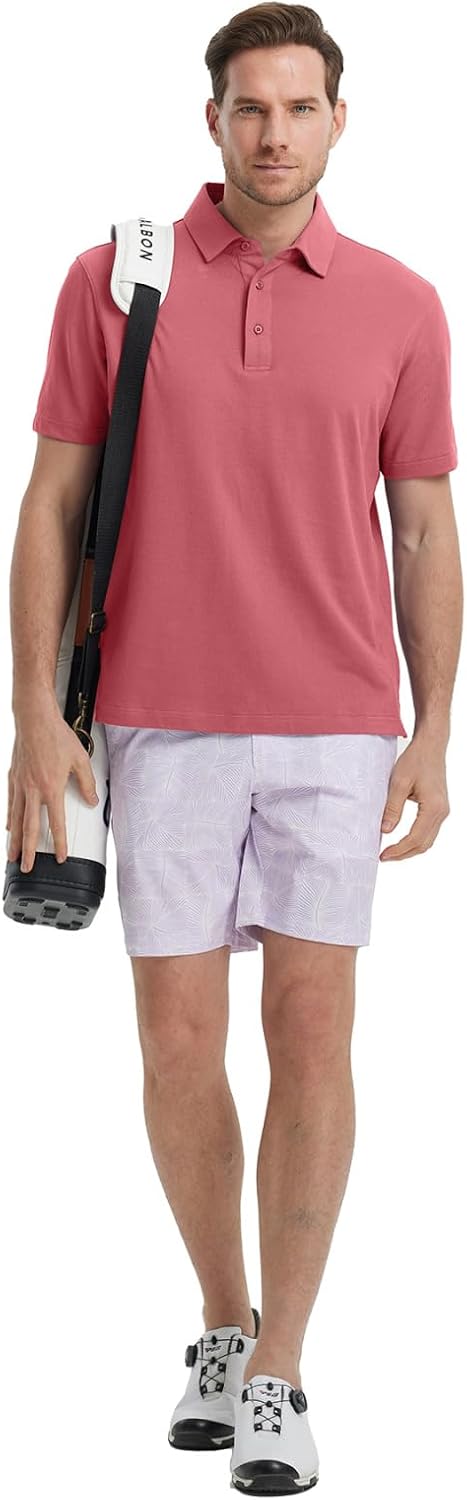M MAELREG Golf Shirts for Men Pique Solid Performance Moisture Wicking Lightweight Collared Mens Polo Shirts Short Sleeve