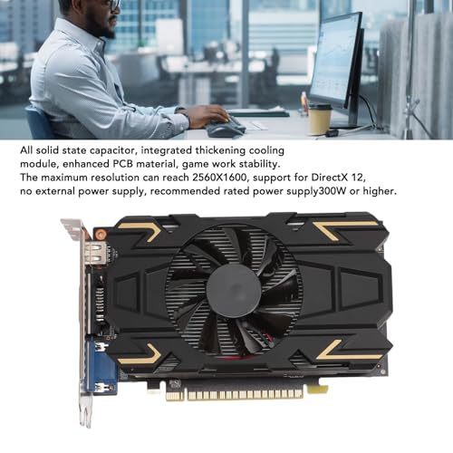 GTX1050TI 2GD5 Graphics Card, 2GB 128bit Computer PC Gaming Video Graphics Card GPU, PCI Express 2.0, 5000MHZ, DirectX 12, Quiet Cooling Fan