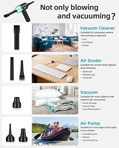 Reesibi Powerful Compressed Air Duster - 130000Rpm Brushless Motor, Electric Air Duster For Computers With 4 Battry Indicator, Replace Canned Air Dusters, 7500Mah #TOP5