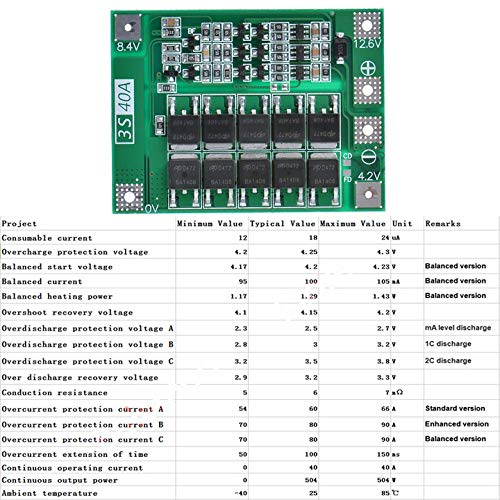 Miniatura 8 de DAOKI 2 unids placa de protección PCB 40A 3S Li-ion cargador de batería de litio PCB BMS placa de protección con equilibrio de carga para 40A motor