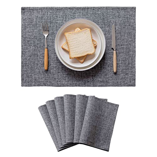 image for Home Brilliant Linen Placemats Set of 6 Heat Resistant Washable Placem