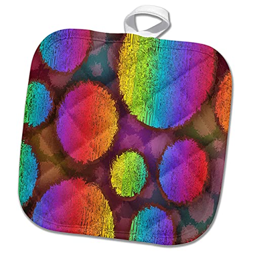 8x8 Potholder - Image of Colorful Smooth Ovals in Rainbow Colors Painting Lens Art by Florene - Abstract Paintings On Glass