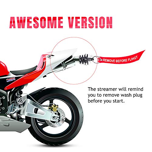 Image of 2 Pack 0.6 inch-1.5 inch Muffler Exhaust Wash Plug, Motorcycle Dirt Bike 2 Stroke with Keychain Tag with Key Ring Engine ATV Quad Rubber Exhaust Silencer - Black + Red