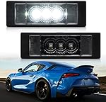 LED License Plate Lights Compatible w/ 2020 2021 2022 To'yota GR Supra, OEM Led Number Lamps Replacement 6000K 18-SMD Led Xenon White Rear Tag Light Kit Canbus Error Free