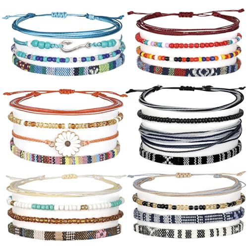 elthmpr Amicizia Bracciale per Donna - 24 pezzi, regolabile, per uomo, donna, in tessuto, colorato, realizzato a mano, multistrato,...