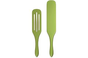 Spurtle Silicone 2-Piece Set - Narrow Jar Scraping Spatula and Mixing Spoon...