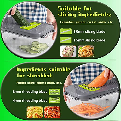 Aokon Vegetable Chopper, Upgraded 22 In 1 Mandoline Vegetable Slicer Dicer With 13 Stainless Steel Blades, Food Chopper, Chopper Vegetable Cutter, Salad Chopper, Kitchen Gadgets Sets With Container #TOP3