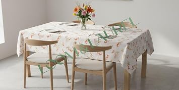 LOOM & LAUREL Baskılı Yıkanabilir Masa Örtüsü Mutfak Bahçe Piknik Masa Örtüsü Kırmızı Ağırlıklı Çiçek Desenli (140x140)