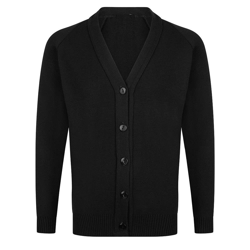Uniforme de punto escolar para niñas, sudadera de manga larga con botones frontales, suéter de algodón rico