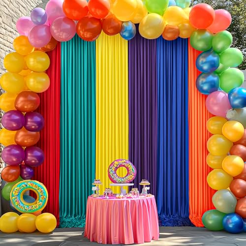 Rideaux arc-en-ciel polyester doux 6.3x3m lavables pour décor de scène