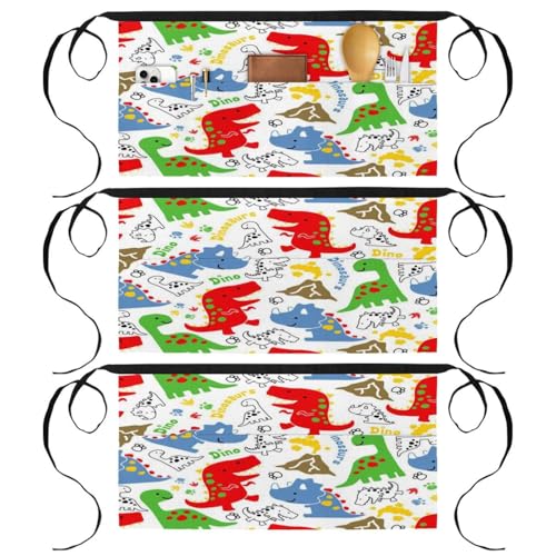 Tablier de cuisine 3 poches lot de 3 demi-tablier imperméable