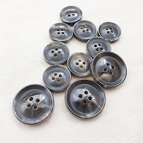 Takashima Premium Buffalo Horn Buttons,#TK1 C/#DB Four-Hole,15mm(5/8'')8Pieces&20mm(13/16'')3Pieces Suit Buttons Set