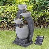 Solarbetriebener 4-stöckiger Kaskadenbrunnen mit LED-Lichtern für Garten und Terrasse, Dekoration