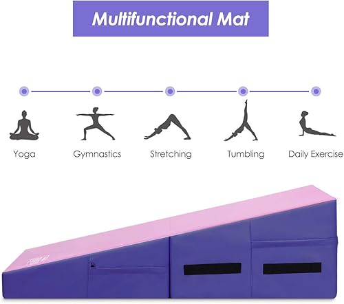 Miniatura 4 de Giantex - Tapete de gimnasia inclinado, plegable y no plegable con cuña de queso, tapete de gimnasia de múltiples tamaños, para ponerse en forma,