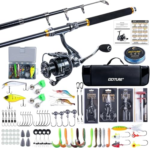 Goture Angelset mit Teleskop-Angelruten (24T Carbon), 1,8m Angelrute Set Komplett 5.2:1 Spinnrolle, 150m/14kg Schnur, Angelwerkzeug-Set, Köderbox & Tragetasche ? für Salz-/Süßwasser, Angelgeschenk für 58,99 EUR bei Amazon Bild: Goture Angelset mit Teleskop-Angelruten (24T Carbon), 1,8m Angelrute Set Komplett 5.2:1 Spinnrolle, 150m/14kg Schnur, Angelwerkzeug-Set, Köderbox & Tragetasche ? für Salz-/Süßwasser, Angelgeschenk für 58,99 EUR bei Amazon