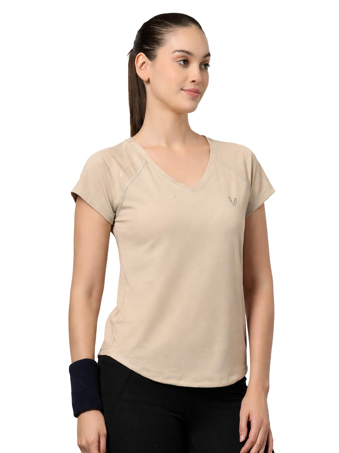 UZARUS Women's V-Neck Regular Fit Gym T-Shirt Soft, Lightweight & Quick-Dry Fabric Activewear Top for Workout, Yoga, Runni...