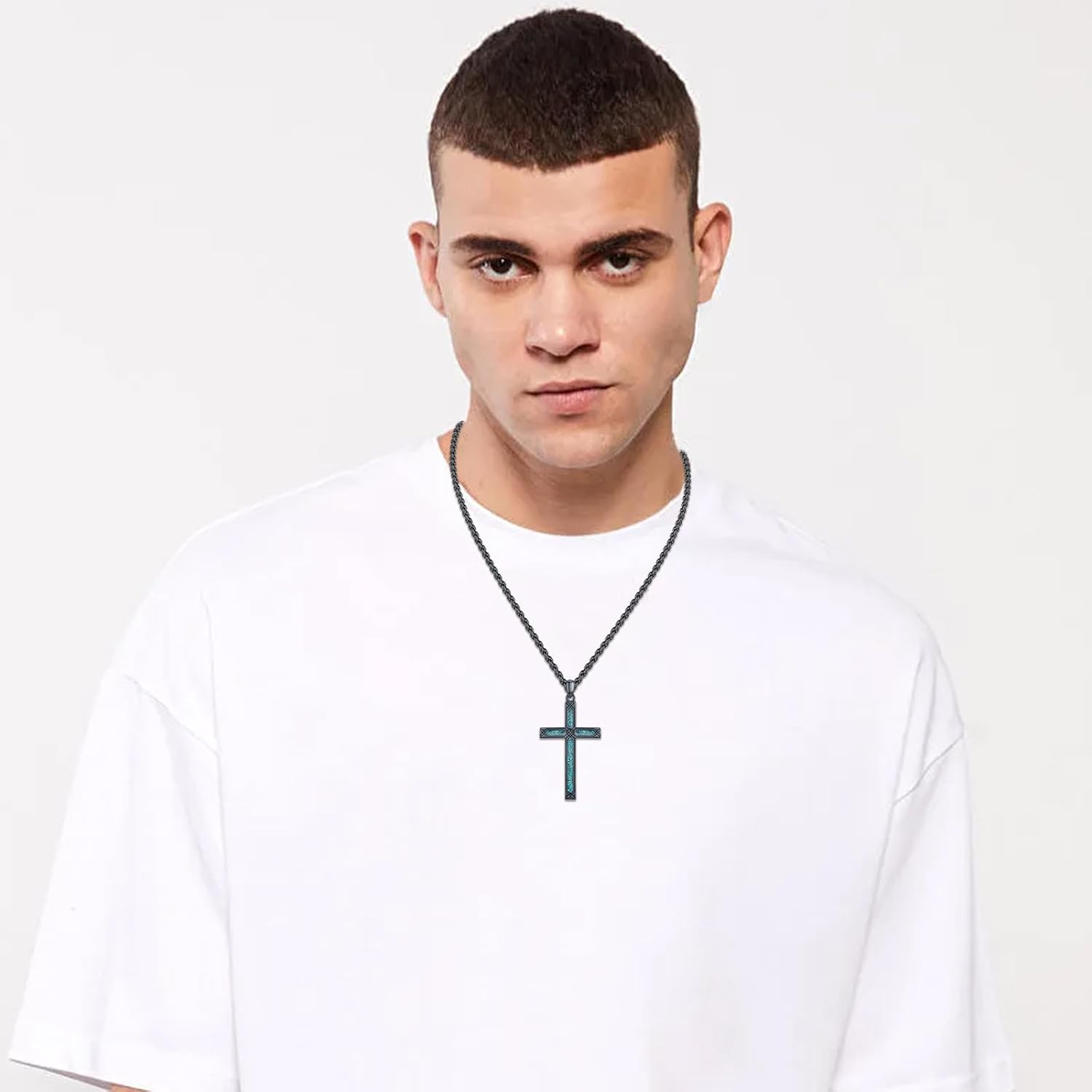 Black Cross Necklace for Men 925 Sterling Silver Cross Pendant Necklace Cross Jewelry Gifts for Men Women - Image 5