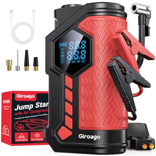 Giroago 6000A Jump Starter with Air Compressor,150PSI Tire Inflator for Car