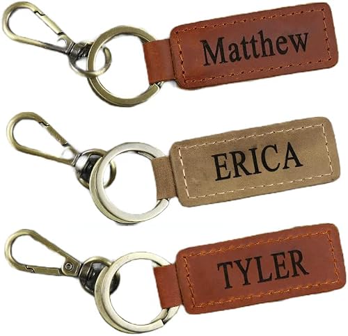Personalized Leather Keychain — Custom Initials/Name — Gift for Men & Women — Ships Free! — Monogrammed, Customized Key Ring Accessories — Cute, Boho Key Strap or Cool Car/Motorcycle Fob Engraved