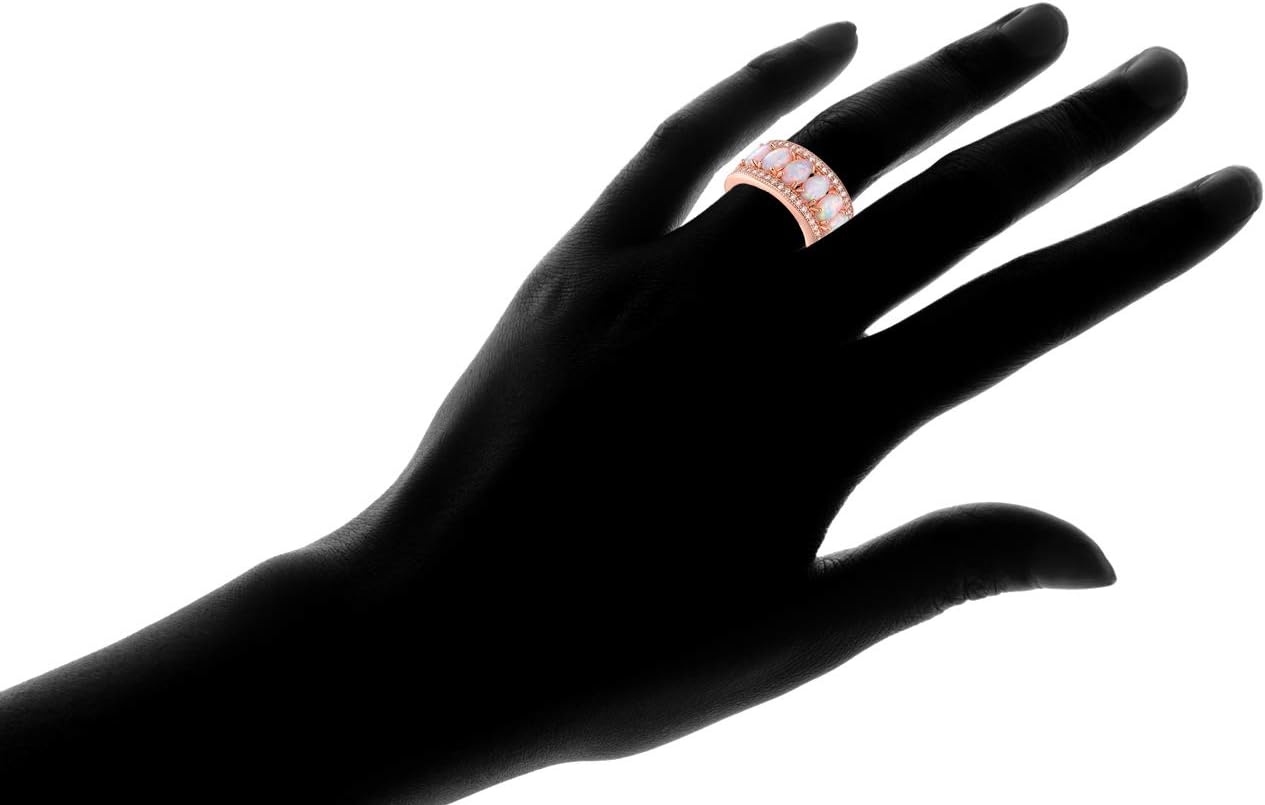 Barzel Oval-Cut Created White Opal & Cubic Zirconia Ring (Comes in Rose & White Gold Plated) - Image 4