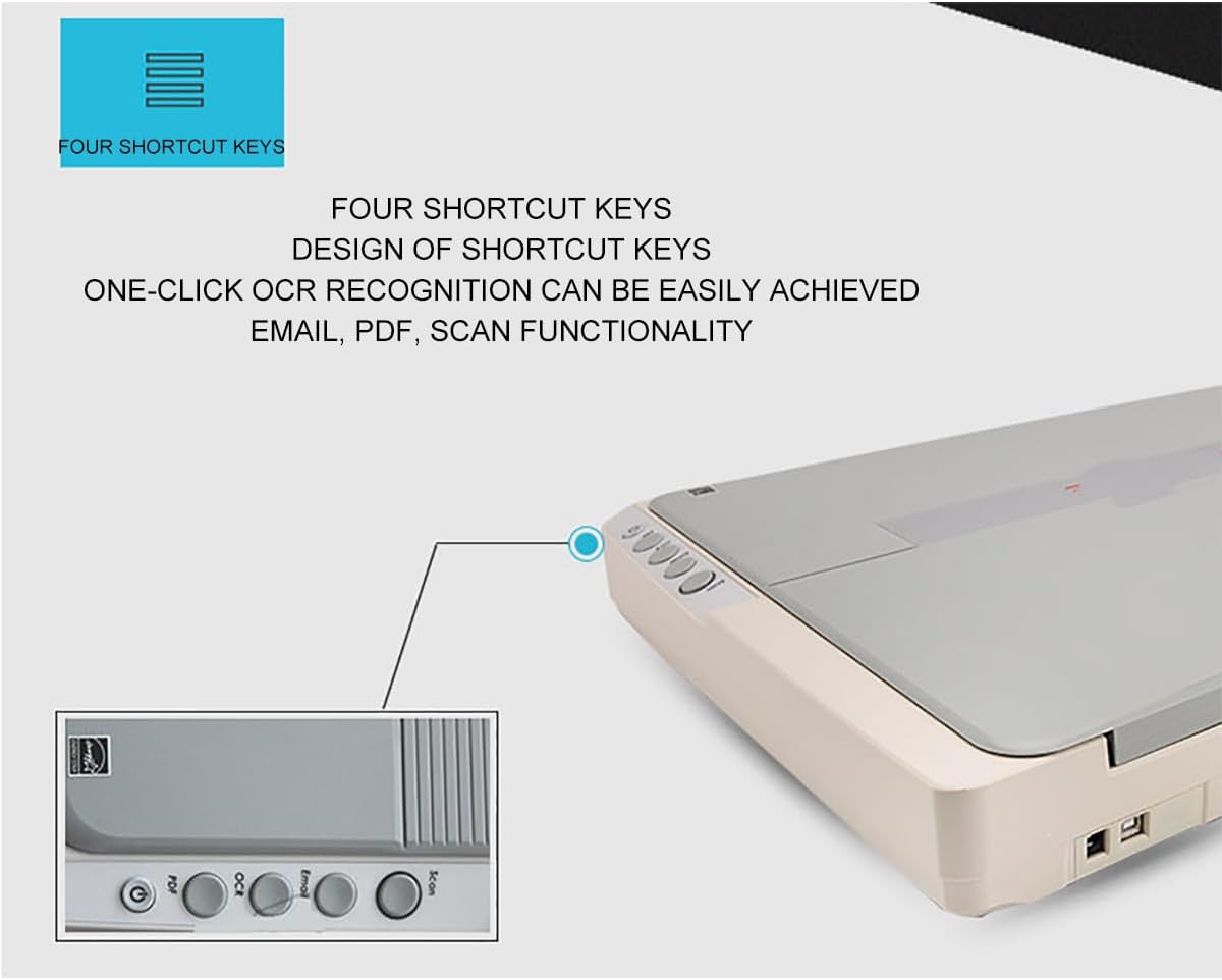 HD Color A3 Flatbed Scanner, 1200 DPI Resolution Large Format Flatbed Scanner, OCR Text Recognition/Scan Multi-Page PDF Directly, for School Office Home