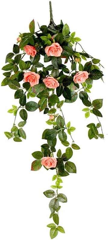 Miniatura 6 de Sunnyskar Flores artificiales de seda con hojas de seda para colgar en la pared, flores artificiales, flores de rosas para decoración de balcón,