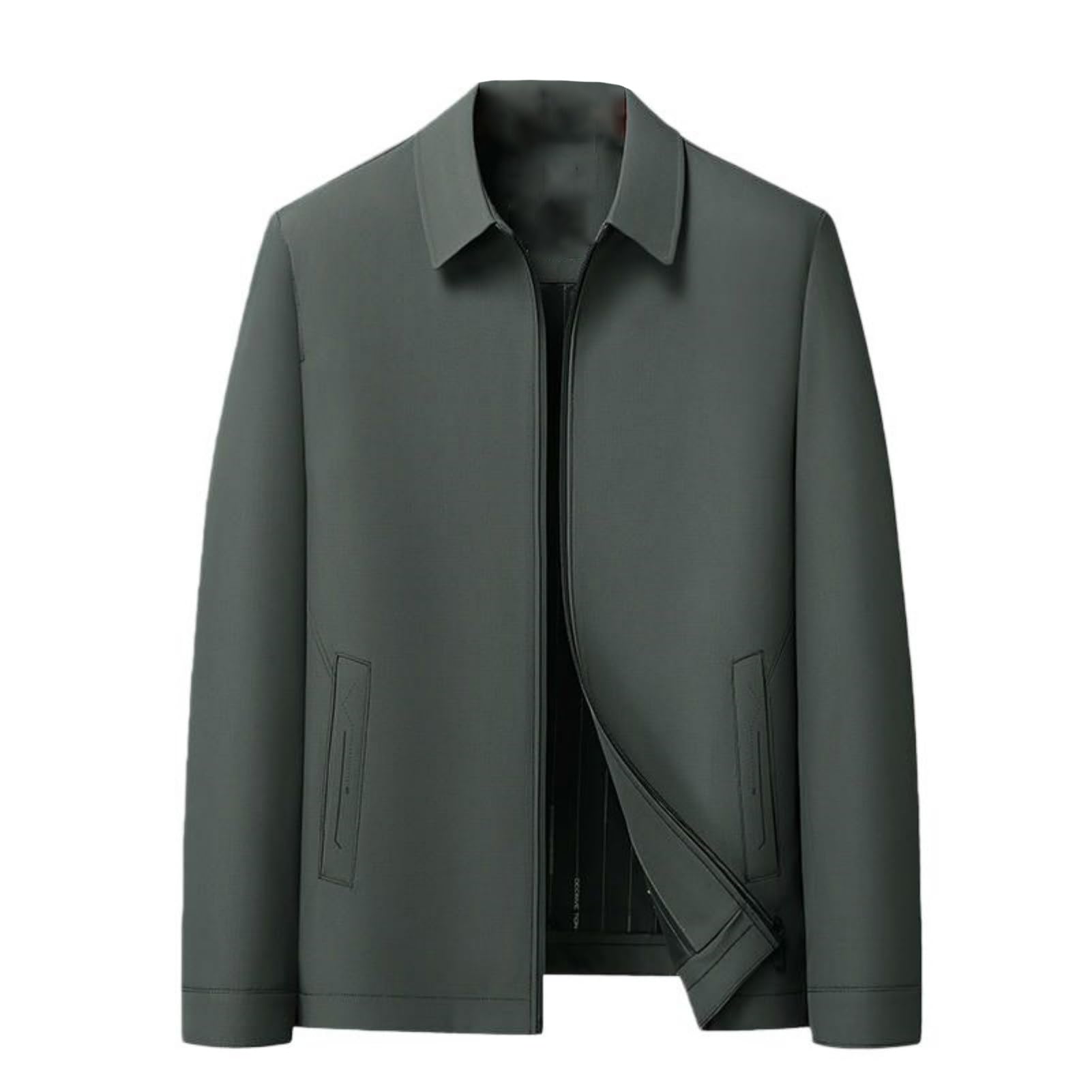 Veste d'automne homme revers couleur unie mode chic - 8