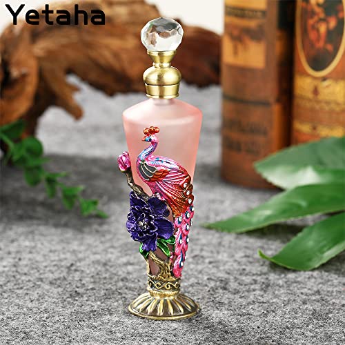Yetaha Vintage Frosted Glass Perfume Bottles, Fancy Crystal Perfume Bottles Refillable Bejeweled Flower Decorative Essential Oil Bottle For Living Room Bedroom Decor Birthday Gift(30Ml, Pink) #TOP3