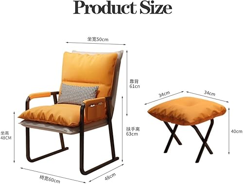 Miniatura 2 de Sillón reclinable para interiores con otomana acolchada individual, silla de lectura tapizada para sala de estar, silla de escritorio ergonómica con