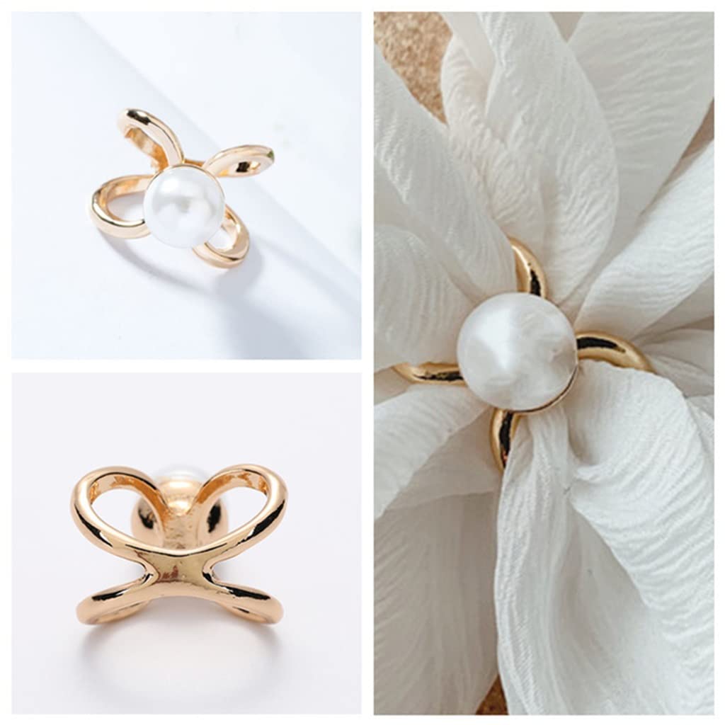 DREI Ring Schnalle Mode Imitation Perle Broschen Kristall Schal Taste Gebogene Kreuz Broschen Frauen Schal Schals Clip