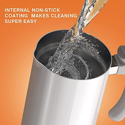 Electric Milk Frother - 4 in 1 Stainless Steel Milk Foamer 17oz Automatic Hot and Cold Milk Steamer, Milk Heating, for Latte Coffee Cappuccino (White, 650W)