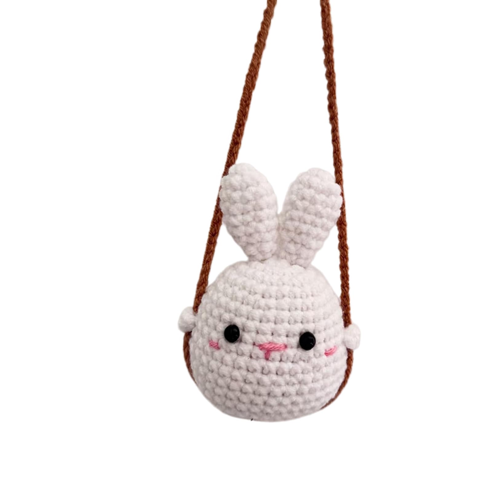 Automotive Charms Knitted Animal Pattern Decoration Crochet Pendant Car Rearview Glass Hanging Ornament Friend Fun Driving Car Ornament