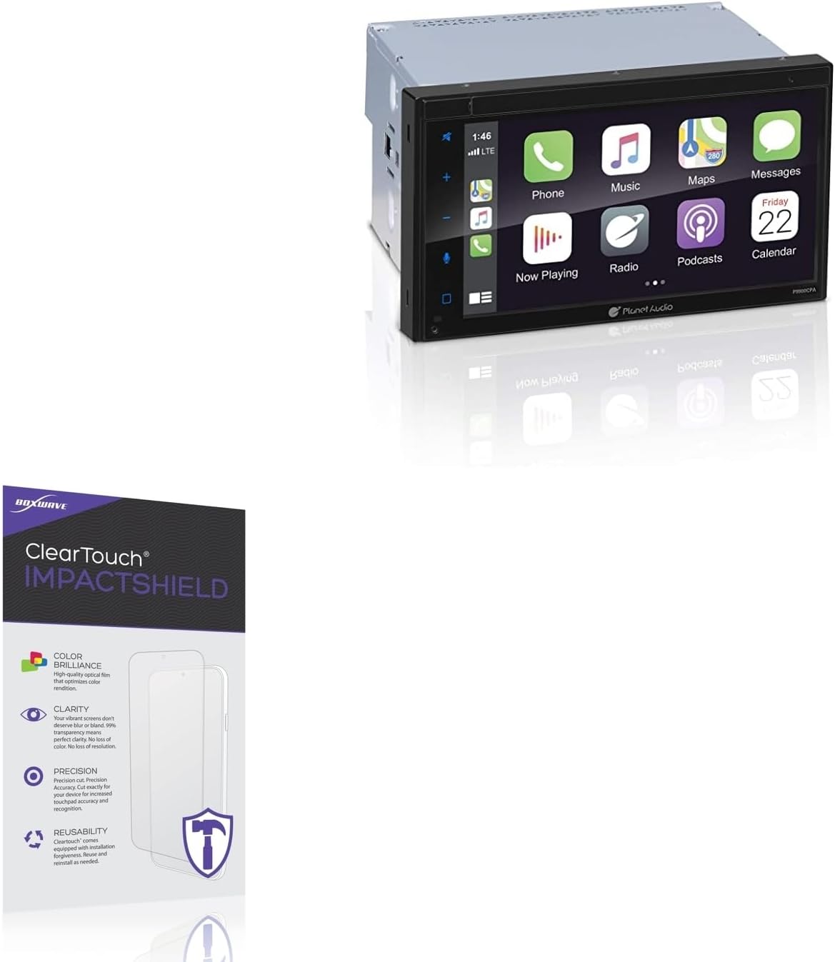 BoxWave Screen Protector Compatible With Planet Audio P9900CPA - ClearTouch ImpactShield (2-Pack), Impenetrable Screen Protector Flexible Film