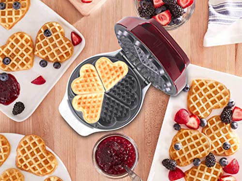 Beper - Waffeleisen, 5 Waffeln gleichzeitig, Antihaftteller 18 cm, 800-100 W - Rot / Weiß – Bild 3