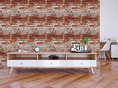 Image of DWELLSINDIA Rough Bricks Wall Self Adhesive Wallpaper Waterproof, Scratch Resistant, Laminated 41x244 CM